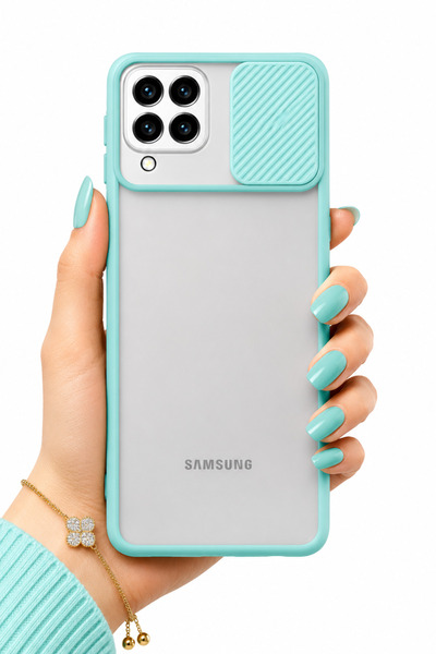 noktaks Samsung Galaxy M32 Kılıf Kamera Sürgü Mat Arka Yüzey Renkli Çerçeve L...