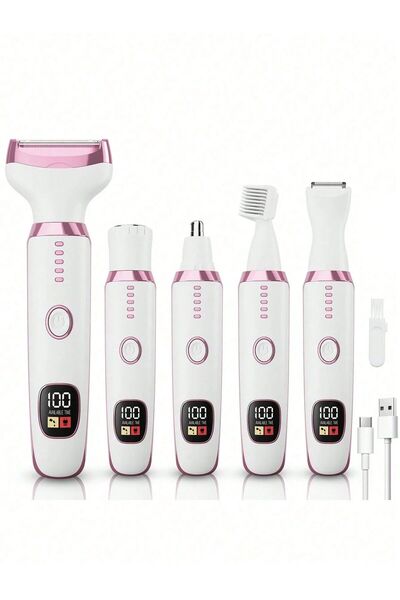 Choice WHITE New 5-in-1 Rechargeable Electric Lady Shaver - LED Display Leg &...