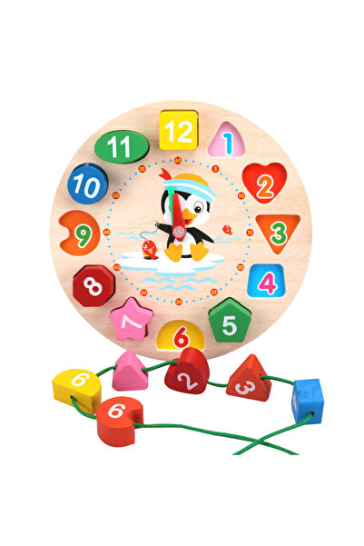 Choice NB128C2 Montessori Wooden Number Puzzle Shape Color Sorting Clock Toys...