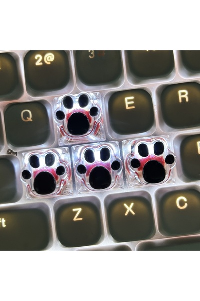 Choice black 4pcs Handmade Translucent White Black Cat Claw Resin Keycaps Epo...