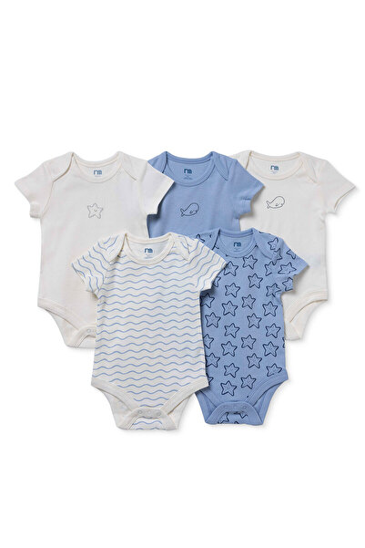 MOTHERCARE Erkek Bebek 5li Body Hayvan Baskılı Çıtçıtlı Zarf Yaka Long Sleeve