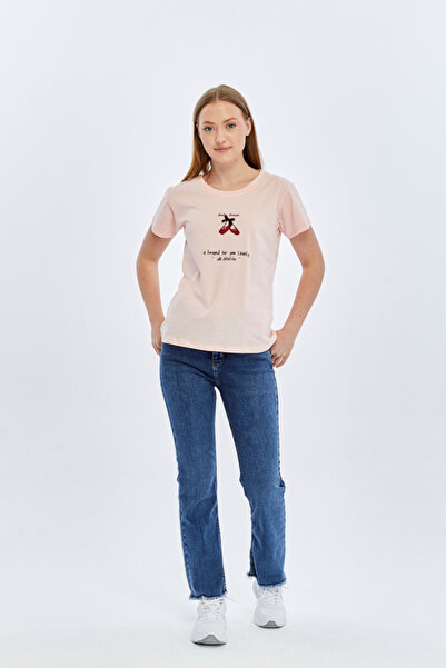 trender Ženska majica sa okruglim izrezom, lepa, u boji slatkiša roze