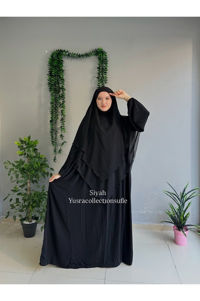 Yüsra Collection Hijab Velvet Dress and Short Sufle Set of 2