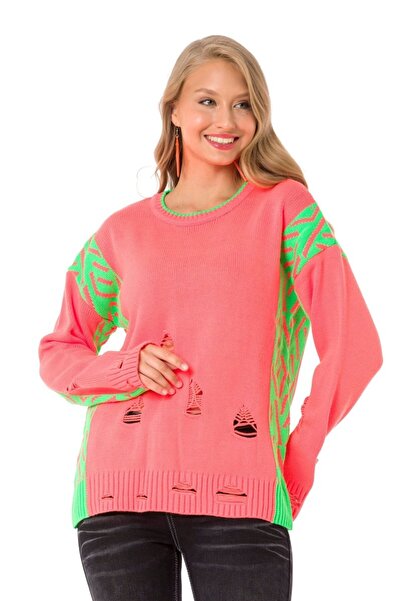 Cipo&Baxx Wp241 Vintage Casual Ripped Neon Sweater