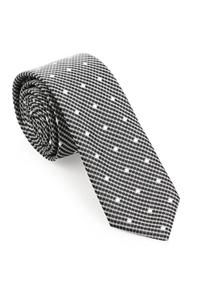 Brianze Slim Black Tie with White Dots - Skaı-2