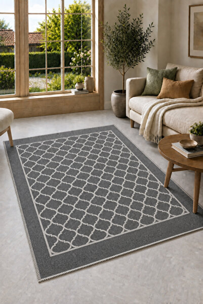Çelsa Home Dora Bukle Lüks Pamuklu, Makinede Yıkanabilir Kilim Gri , Salon Mu...