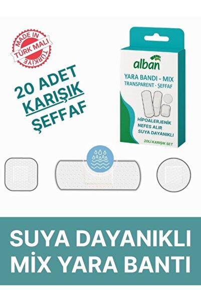 Alban Şeffaf Yara Bandı 20 Li Karışık Paket