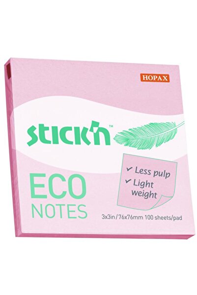 Hopax Eco Pastel Pink - 100 Yp 76x76 Stickn Adhesive Note Paper 12 Pack He21746