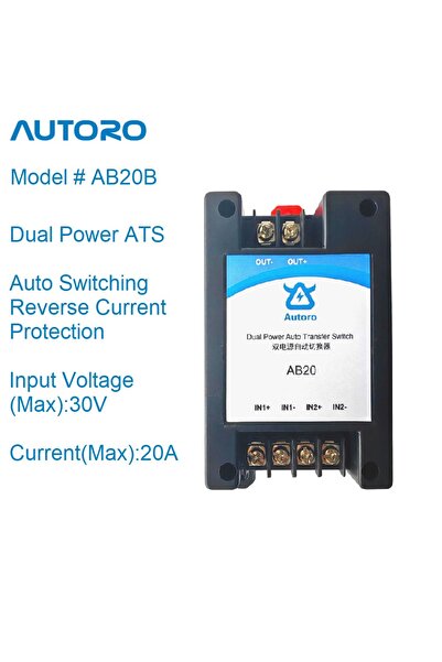Choice 20A Autoro AB20B Dual Power Auto Transfer Switch ATS DC5-30V Max 20A/C...
