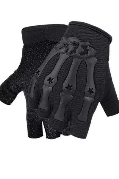 Choice Black Riding Fingerless Gloves Non-slip Half Finger Gloves for Motorcy...