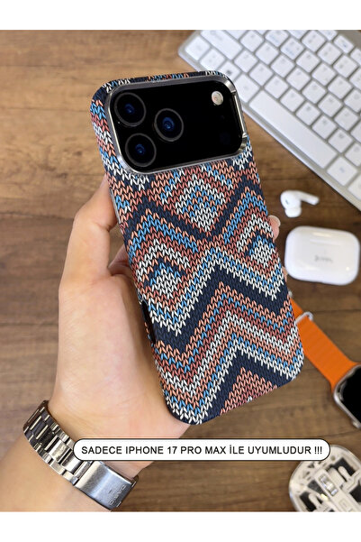 SC Soo Case iPhone 17 Pro Max Kılıf Etnik Desenli Örgü Görünümlü Magsafe Uyum...