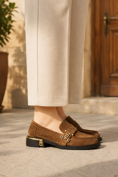 dericia shoes Velvet Genuine Leather Tan Suede Daily Comfortable Women's Loaf...