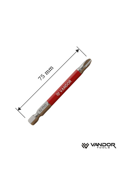 Vandor Anti Slip Bit Kaydırmaz Bits S2 Yüksek Kalite Çelik PH3 75 - 729927867366