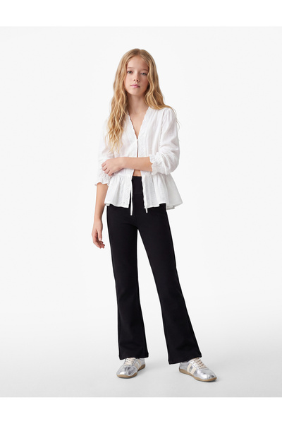 Koton Elastic Waist Spanish Style Cotton Leggings