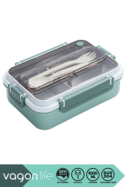 Vagonlife Bento 1000ml Lunchbox Yeni Koleksiyon Tek Katlı 3 Bölmeli Paslanmaz...