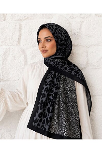 Axesoire 13955 Patchwork Leopar Desenli Siyah Yumuşak Dokulu Şal