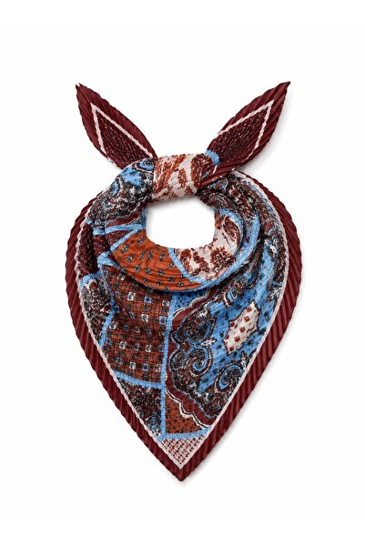 Axesoire 12353-1 Etro Desenli Kiremit Pliseli Saten Bandana Fular 50x50 cm