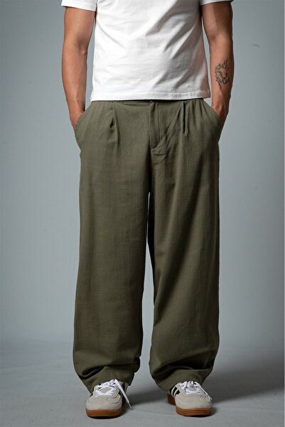 Twobucks Urban Nomad Soft Linen Khaki Baggy Men's Trousers