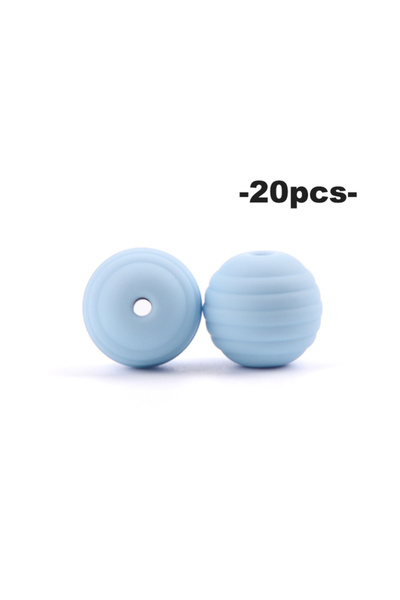 LOFCA pastel blue 20pcs Beehive Silicone Beads Spiral Baby Teething Round Foo...