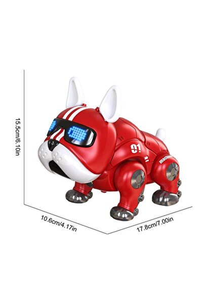 Choice1 Red 1pc Dance Music Bulldog Robot Intelligent Interactive Dog With Li...