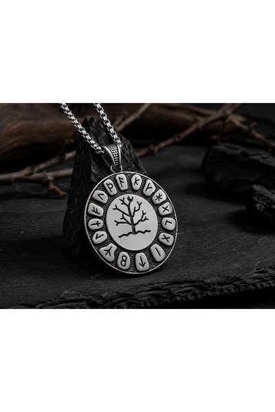 voyageaccessory Stainless Steel Viking Run Letter Yggdrasil Tree of Life Neck...