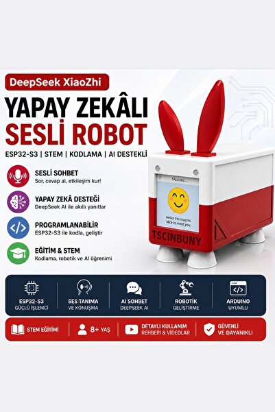 Fuchsia XiaoZhi Yapay Zeka Robotu – ESP32-S3 AI Sesli Sohbet, DeepSeek V3, Qw...