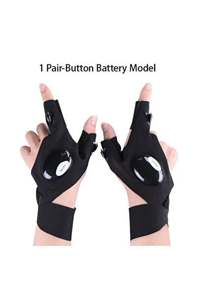 Choice 1Pair with Battery LED Flashlight Fishing Strap Fingerless Gloves Wate...