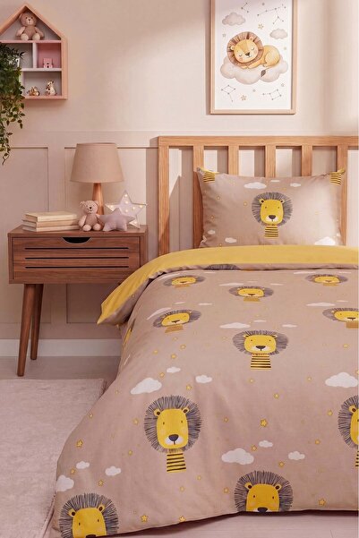 Rivaİstanbul طقم غطاء لحاف قطني فردي من Bulutlu Aslan