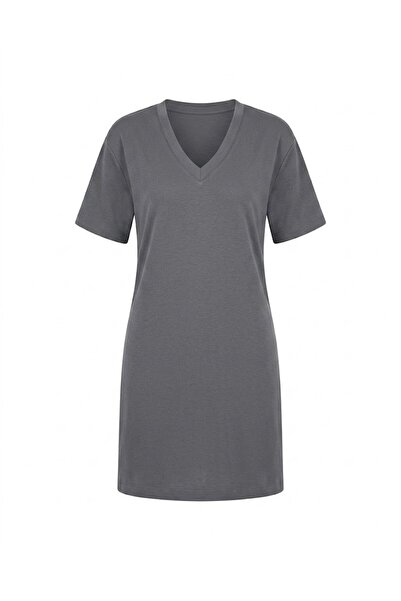 Bade Butik Anthracite V-Neck Modal Dress