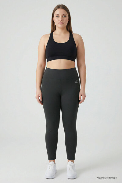 TOMMY LIFE Anthracite High Waist Slimming Plus Size Women's Tights - 94650