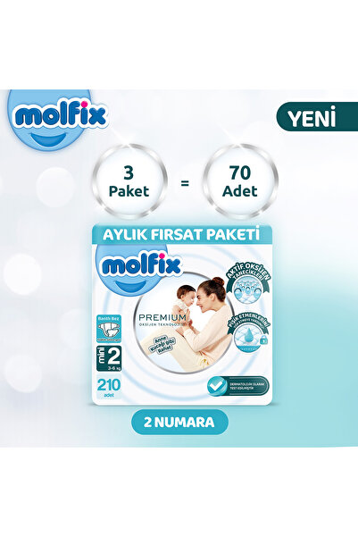 Molfix Premium Aylık Fırsat Paketi 2 Beden 210 adet