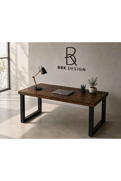 BRK Design BA AHŞAP Ahşap Masif Ağaç Doğal Çalışma Ofis Masası Kare Ayak_KKB_...