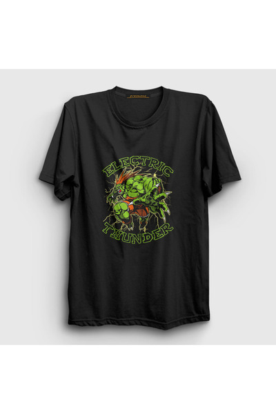 Presmono Unisex crna Blanka igra Street Fighter T-shirt 395383tt