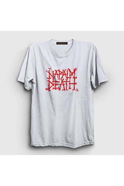 Presmono Unisex beli logo Napalm Death T-shirt 382511tt