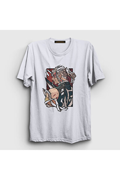 Presmono Unisex bela majica Tengen Uzui Anime Demon Slayer Kimetsu No Yaiba T...