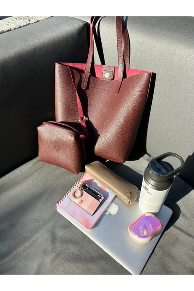 Genel Markalar Grazia Kadın Bordo Yavrulu Shopper Çanta - Casual/günlük Yumuş...