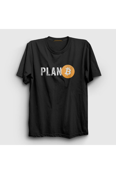 Presmono Unisex crni Plan B Bitcoin T-shirt 264217tt