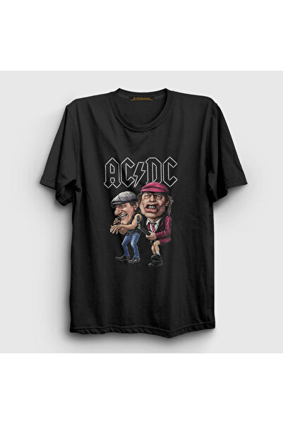 Presmono Unisex Black Brian And Angus Ac/dc T-shirt 6039tt