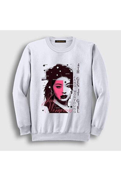 Presmono Unisex White Jang Wonyoung V2 K-Pop Ive Sweatshirt 620021Tt