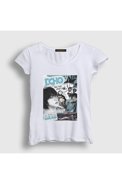 Presmono Women's White Rock Echo Kim Seok Jin Bts T-Shirt 598953Tt
