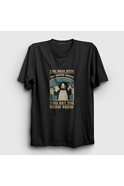 Presmono Tricou Unisex Negru „You Mess With The Meow” cu Pisică 505380tt