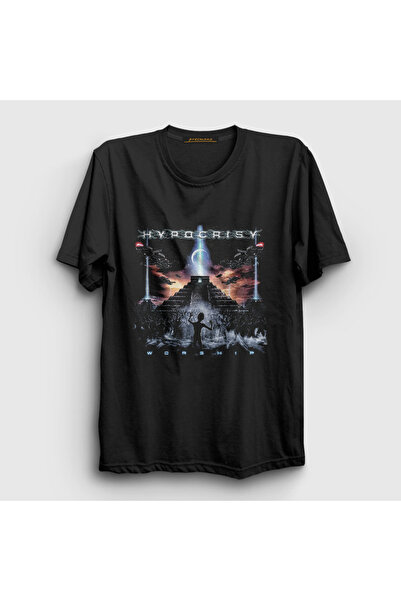Presmono Unisex Black Worship Metal Hypocrisy T-Shirt 575503Tt