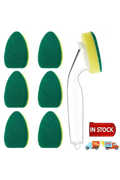 Choice green 7Pcs Heavy Duty Dish Wand Sponge Refill Replacement Heads for Ki...