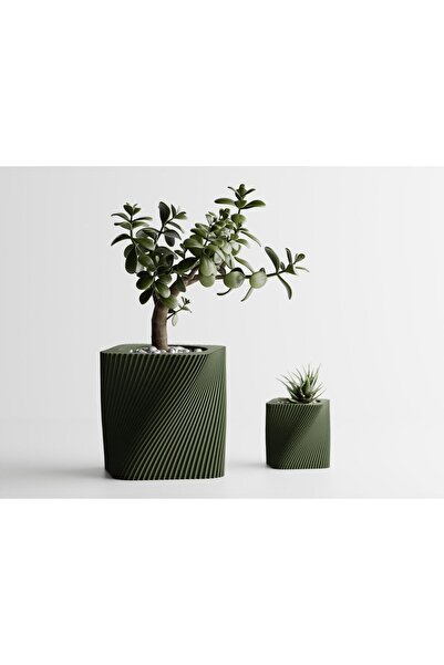 Sani Ghiveci decorativ Sani, Corba, mare 144 x 144 x 141 mm, Verde închis mat