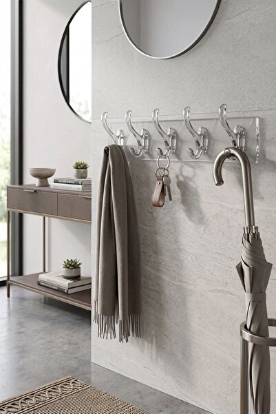 Piev 5-Piece Transparent Strong Adhesive Wall Hanger for Behind Doors