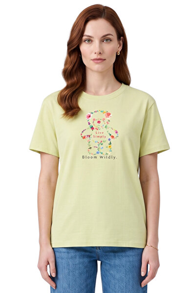DK DAKSEL Women's Multicolored Floral Bear Printed Oversized 100% Cotton T-Sh...