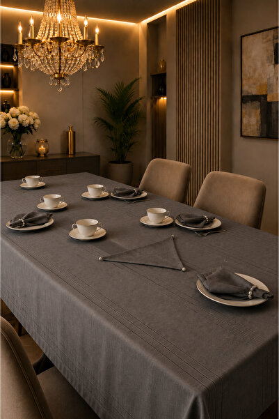 Çeyiz Diyarı Colber 26 Piece Tablecloth Set Anthracite