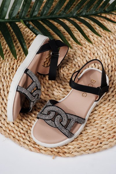 Zaira Sandale fete negre din piele ecologica Adina #21869 - 36