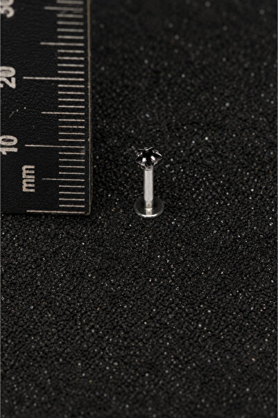 ömay takı Zirkon Yıldız Siyah 316 Cerrahi Çelik Labret Piercing