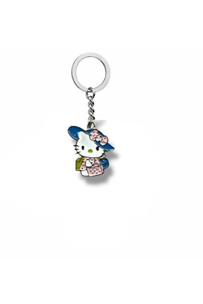 Herşey Nota Hello Kitty Figured Keychain with Blue Hat – Cute and Colorful Ba...